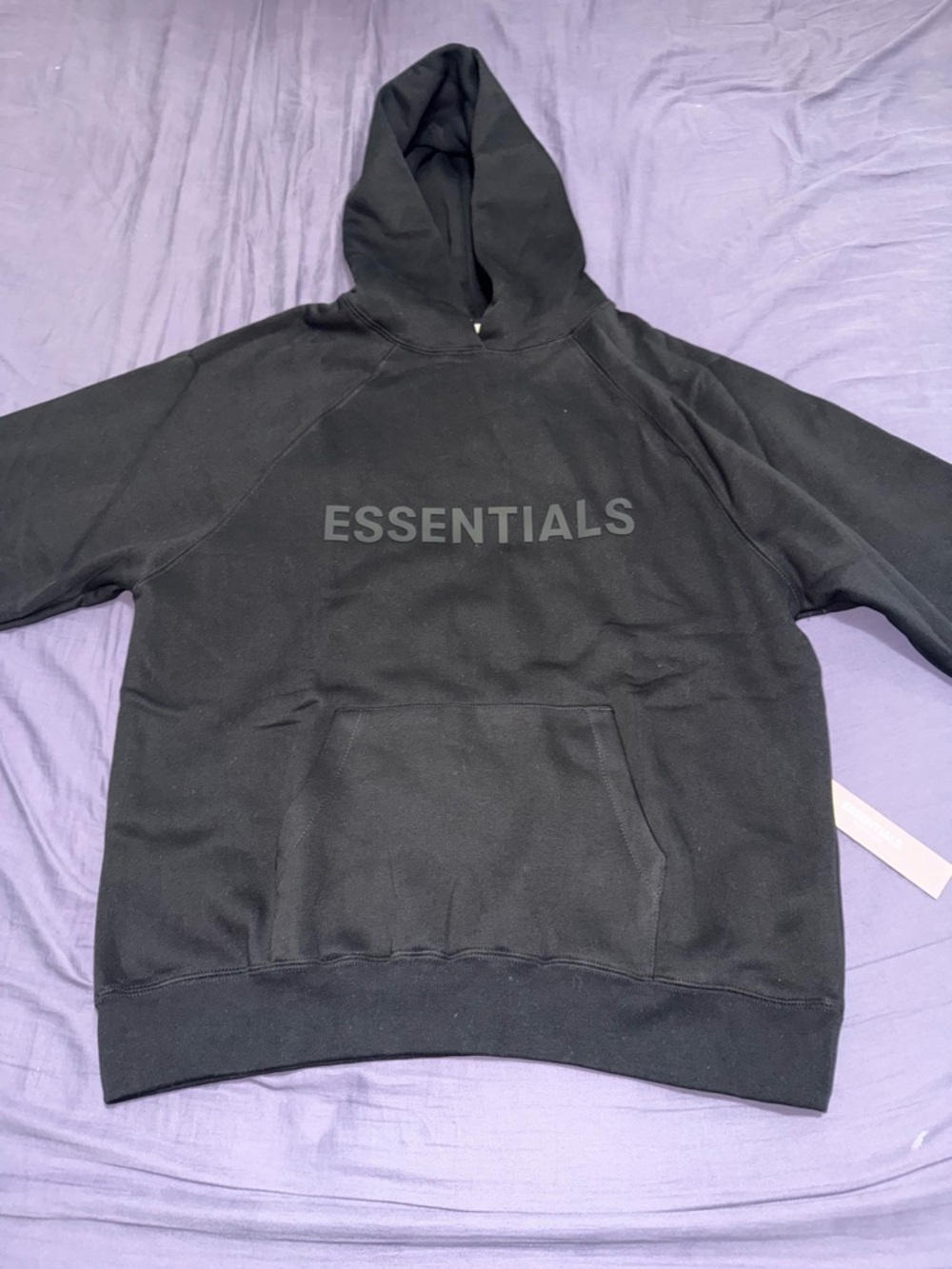 Essentials Black Pullover Hoodie with Tonal Logo